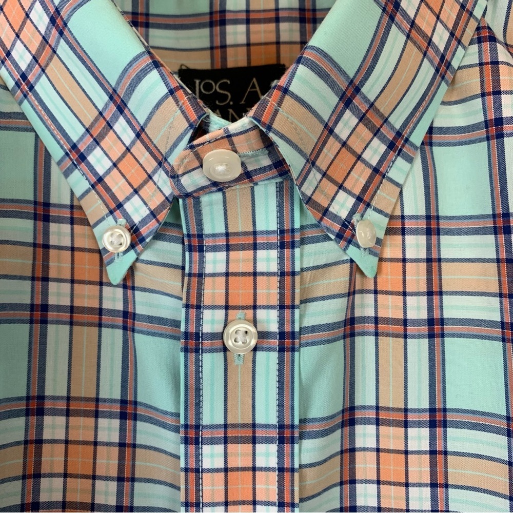 JoS A Banks Travelers Collection Plaid Button Up Dress Shirt - Picture 3 of 15